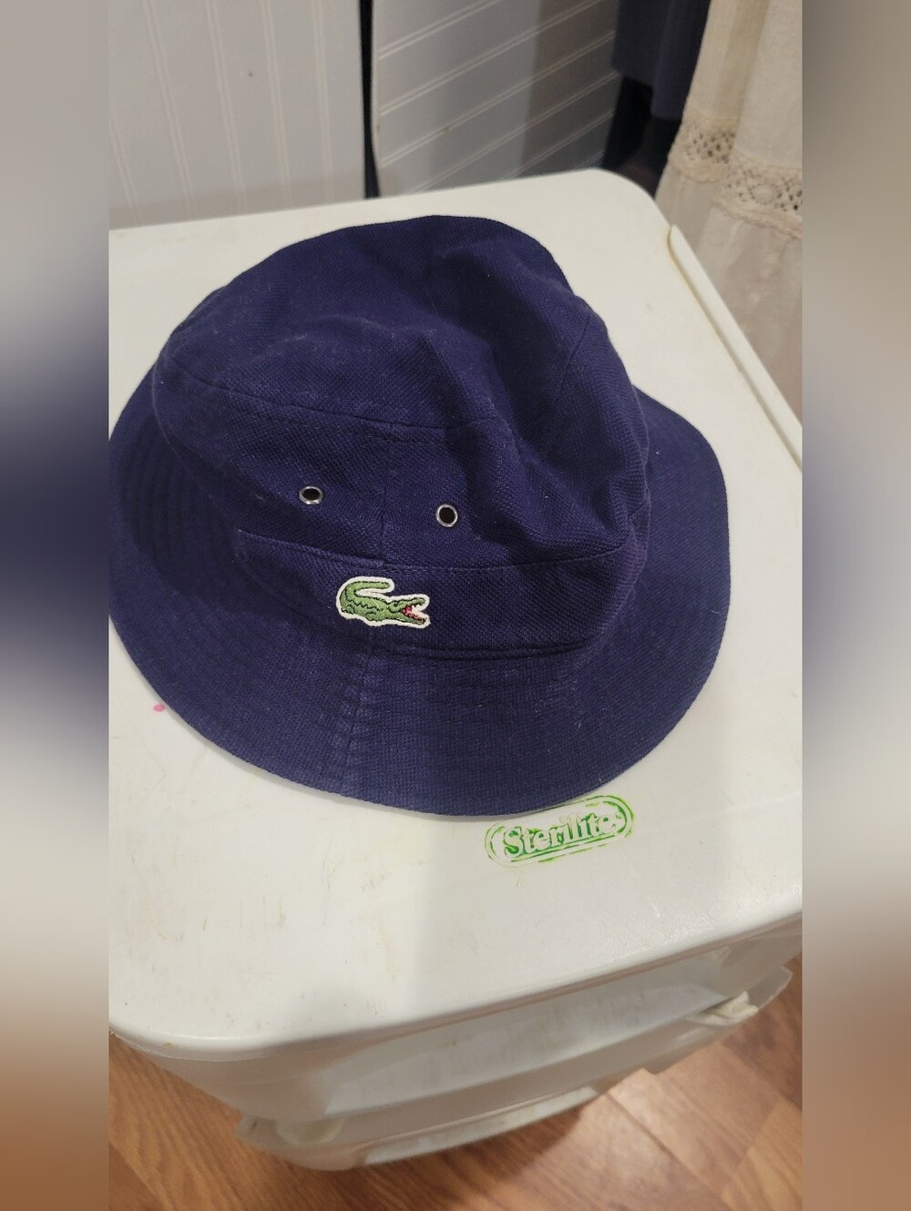 Lacoste Small Dark Blue Bucket Hat with Crocodile Logo